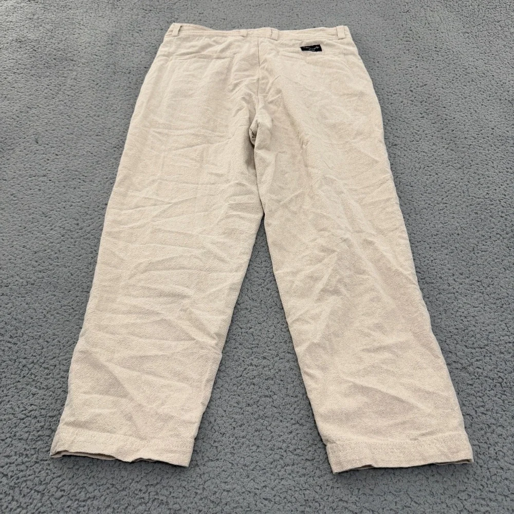 I Love Ugly Kobe Pants Mens Size M Pleated Cotton Linen Trousers Oatmeal Beige